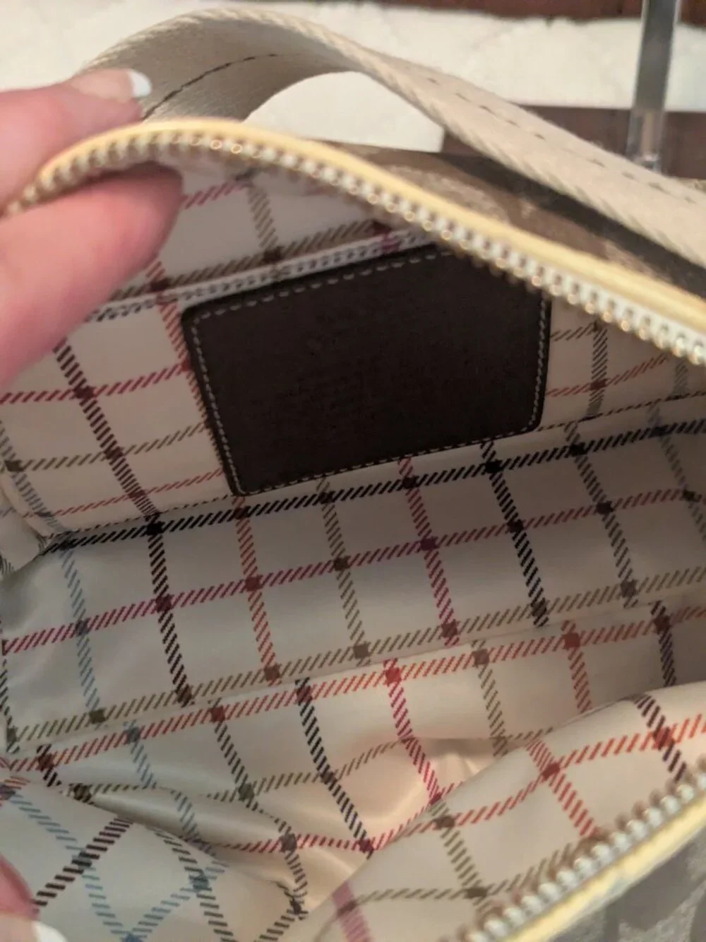 Coach Vintage heritage stripe signature collect tan cream white bag 41115